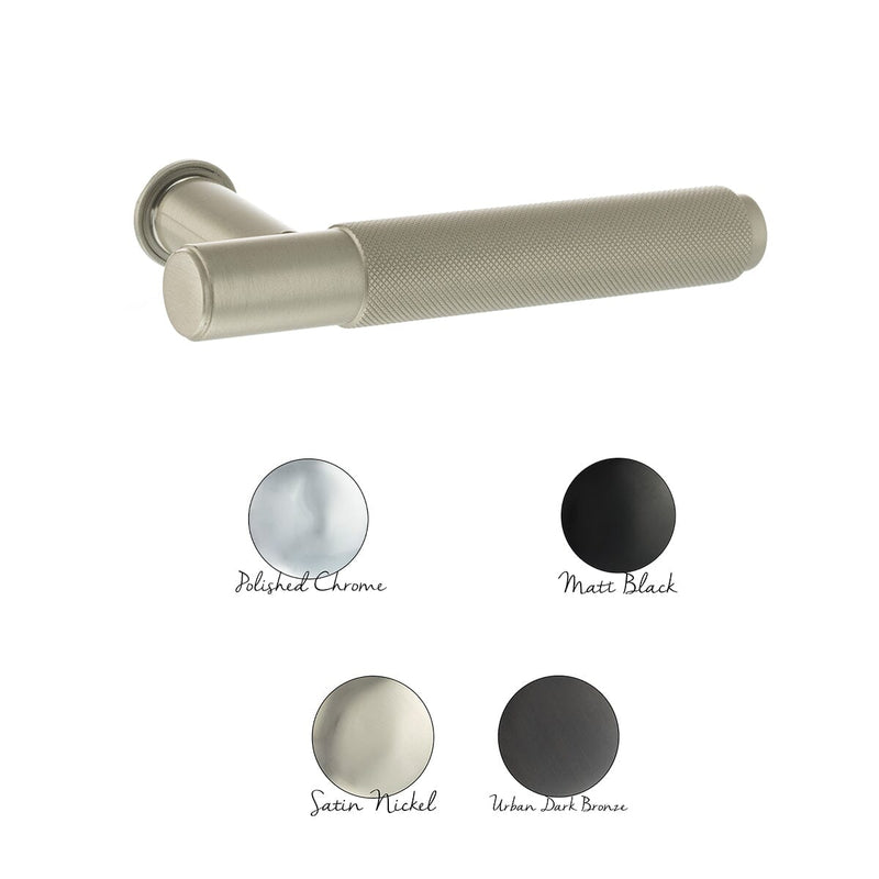 Millhouse Brass Crompton Lever Door Handle on Concealed Round Rose in Polished Chrome