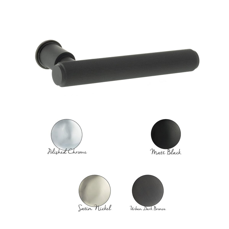 Millhouse Brass Stephenson Lever Door Handle on Concealed Round Rose in Matt Black