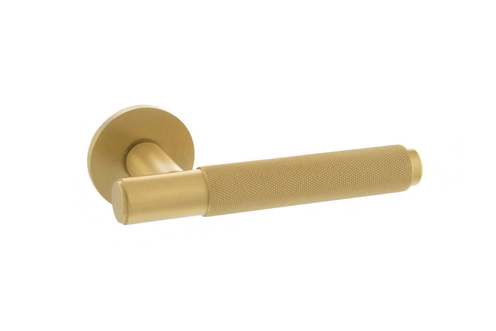 Millhouse Brass Crompton Designer Lever 5mm Slimline Round Rose (Latch & Hinges Included) Designer Lever Handle Atlantic Set Satin Brass 