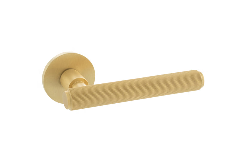 Millhouse Brass Stephenson Designer Lever 5mm Slimline Round Rose (Latch & Hinges Included)