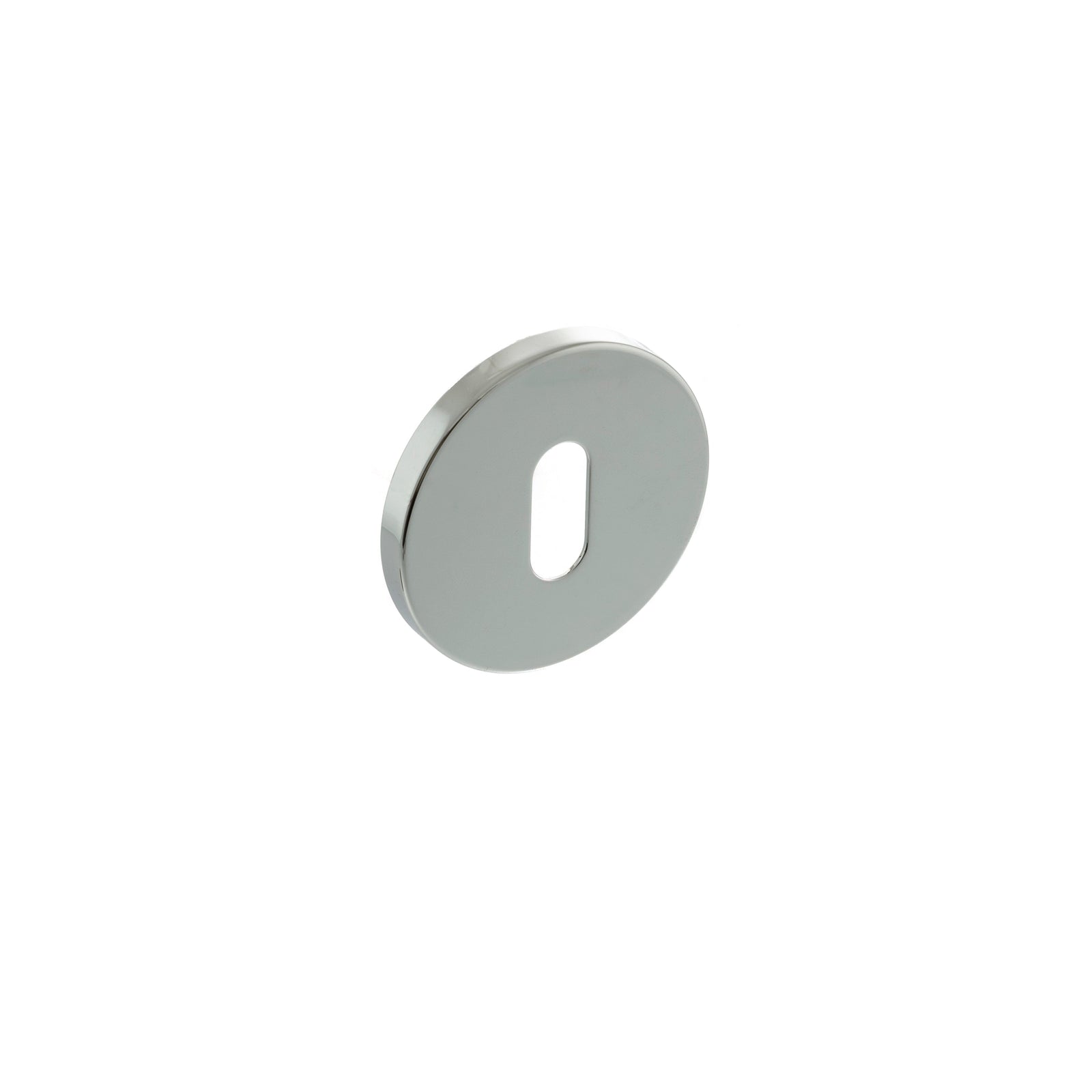 Millhouse Brass Key Escutcheon 5mm Slimline Round Rose Escutcheon Atlantic Pair Polished Chrome 