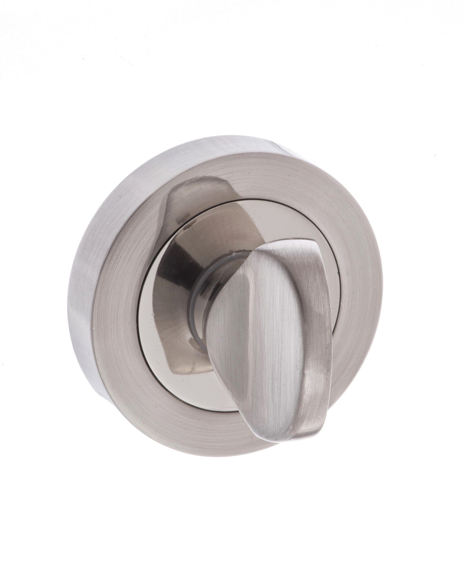 Mediterranean WC Turn and Release Round Rose Bathroom Lock Atlantic Each Satin Nickel/Polished Nickel 