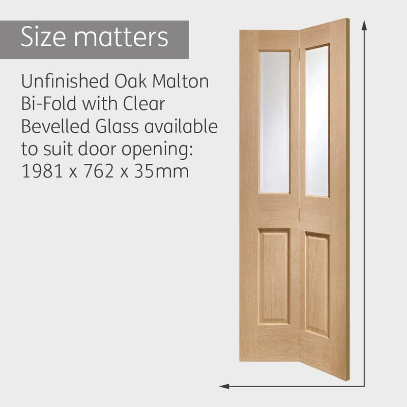 Malton Bifold Internal Oak Door with Clear Bevelled Glass Internal Bifold Door XL Joinery 