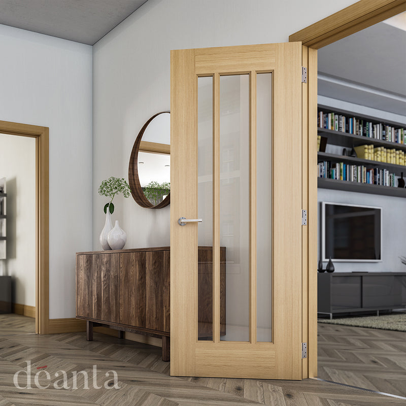 Norwich Unfinished Oak Bevelled Glazed Internal Door