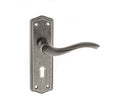 Old English Warwick Key Lever Backplate (Latch & Hinges Included) Lever on Backplate Atlantic Set Distressed Silver 
