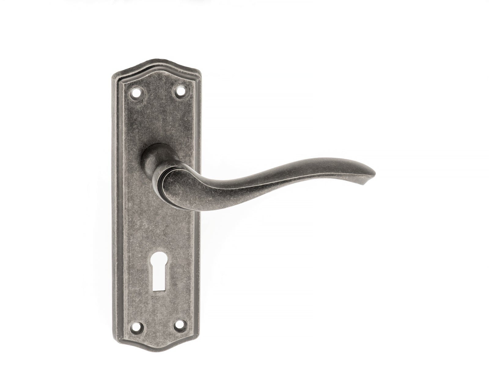 Old English Warwick Key Lever Backplate (Latch & Hinges Included) Lever on Backplate Atlantic Set Distressed Silver 