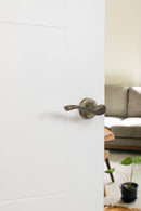 Old English Warwick Lever Round Rose in Matt Antique Brass Lever on Round Rose Atlantic 