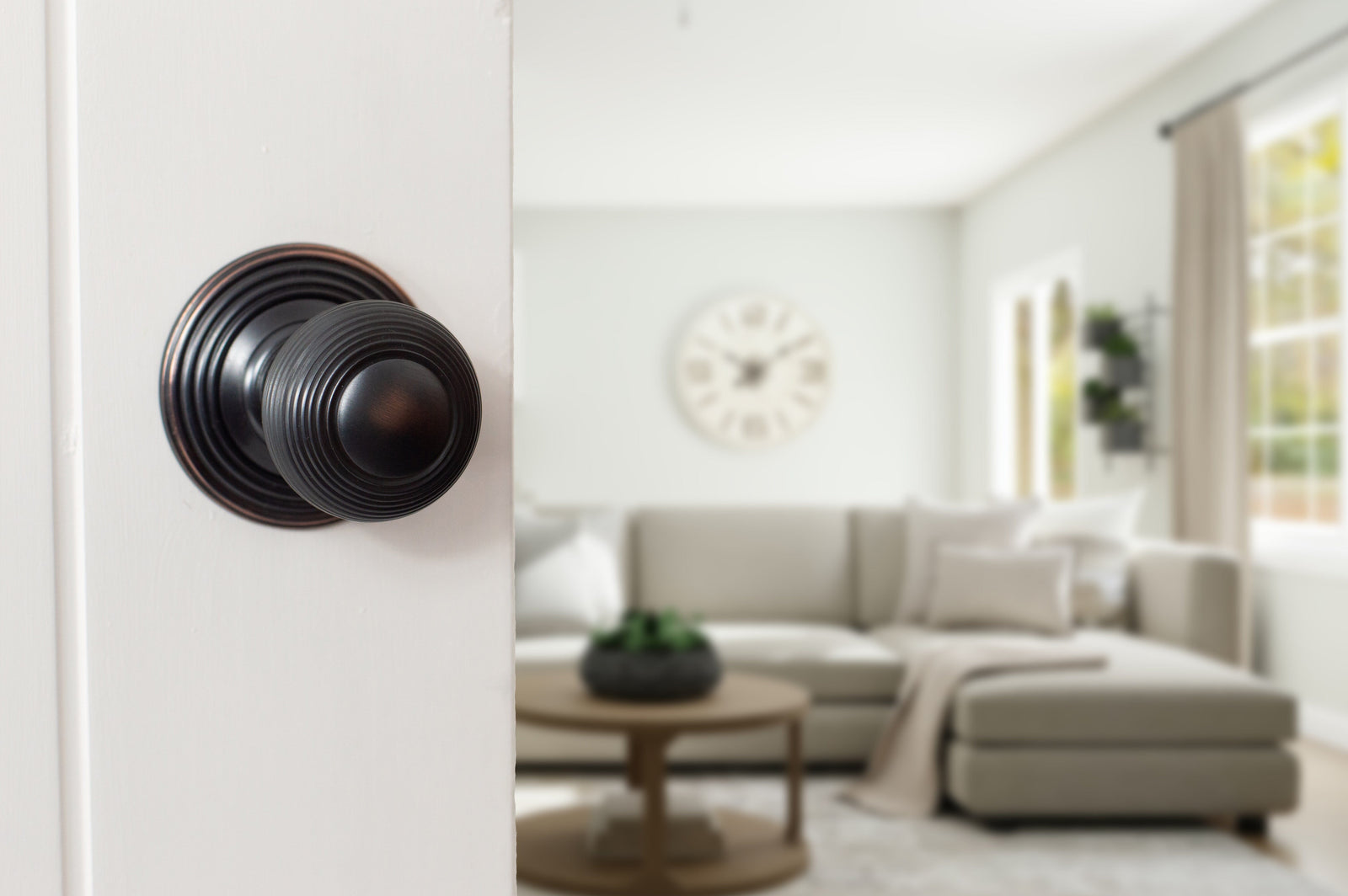 Old English Ripon Solid Brass Reeded Mortice Knob Concealed Fix Rose (Latch & Hinges Included) Door Knob Atlantic 