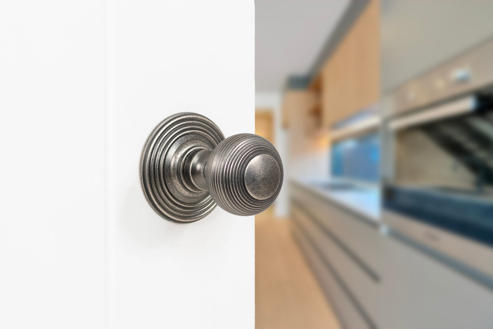 Old English Ripon Solid Brass Reeded Mortice Knob Concealed Fix Rose (Latch & Hinges Included) Door Knob Atlantic 