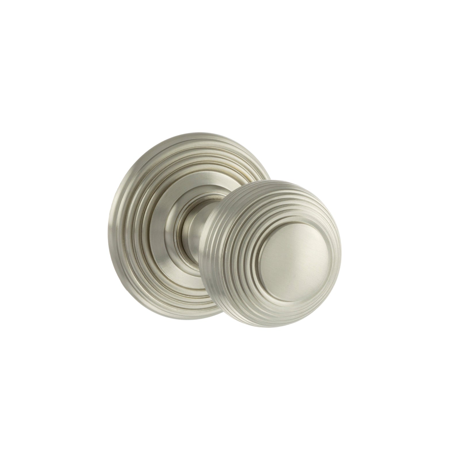 Old English Ripon Solid Brass Reeded Mortice Knob Concealed Fix Rose (Latch & Hinges Included) Door Knob Atlantic Set Satin Nickel 