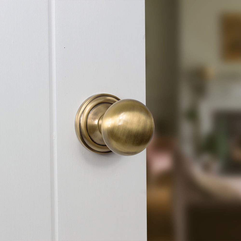 Old English Harrogate Solid Brass Mushroom Mortice Knob Concealed Fix Rose