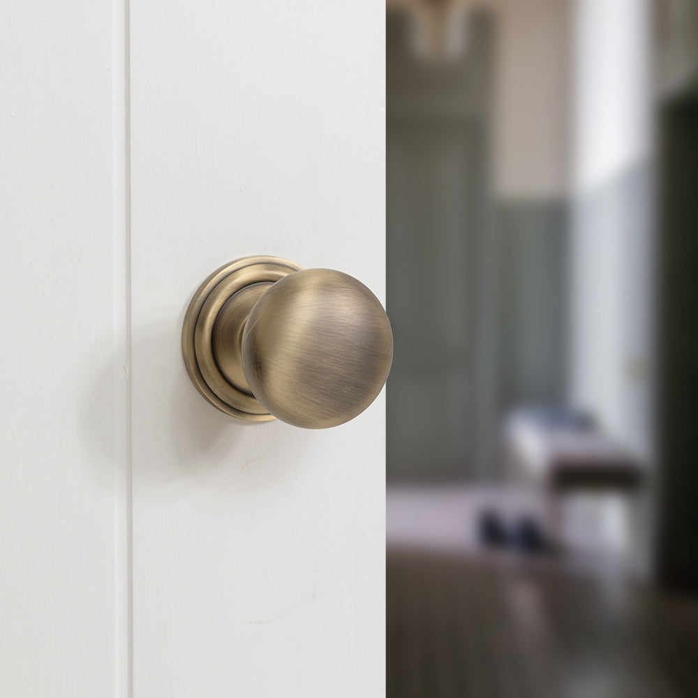 Old English Harrogate Solid Brass Mushroom Mortice Knob Concealed Fix Rose