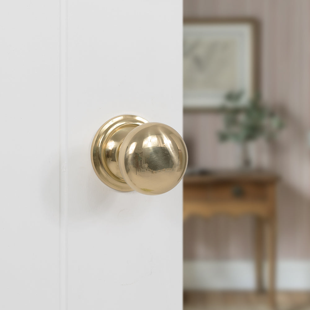 Old English Harrogate Solid Brass Mushroom Mortice Knob Concealed Fix Rose
