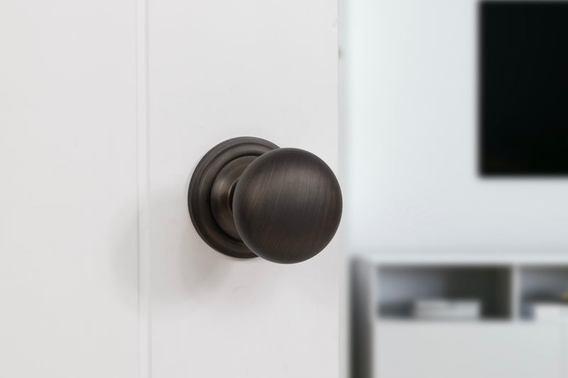 Old English Harrogate Solid Brass Mushroom Mortice Knob Concealed Fix Rose (Latch & Hinges Included)