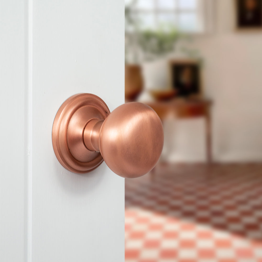 Old English Harrogate Solid Brass Mushroom Mortice Knob Concealed Fix Rose