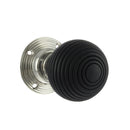 Old English Whitby Ebony Wood Reeded Mortice Knob 60mm Face Fix Rose