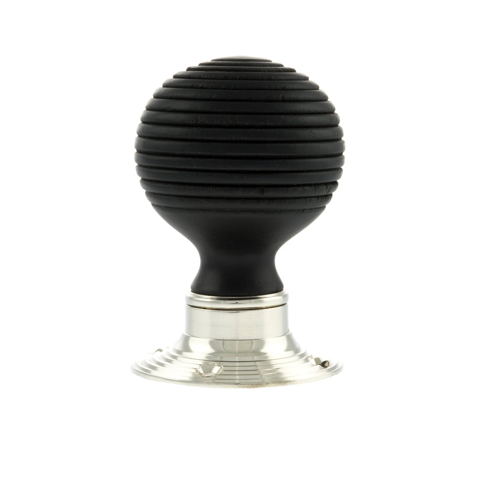 Old English Whitby Ebony Wood Reeded Mortice Knob 60mm Face Fix Rose (Latch & Hinges Included) Door Knob Atlantic 