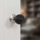 Old English Whitby Ebony Wood Reeded Mortice Knob 60mm Face Fix Rose