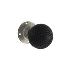 Old English Whitby Ebony Wood Reeded Mortice Knob 60mm Face Fix Rose