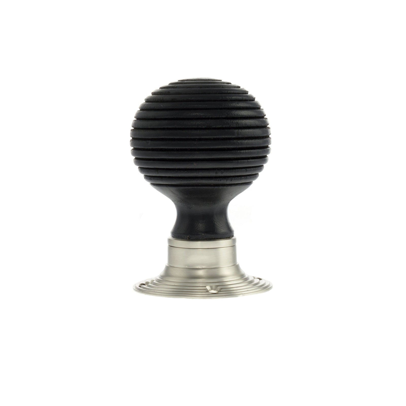 Old English Whitby Ebony Wood Reeded Mortice Knob 60mm Face Fix Rose (Latch & Hinges Included) Door Knob Atlantic 