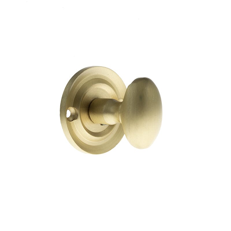 Old English Solid Brass Oval WC Turn and Release Bathroom Lock Atlantic Each Satin Brass 