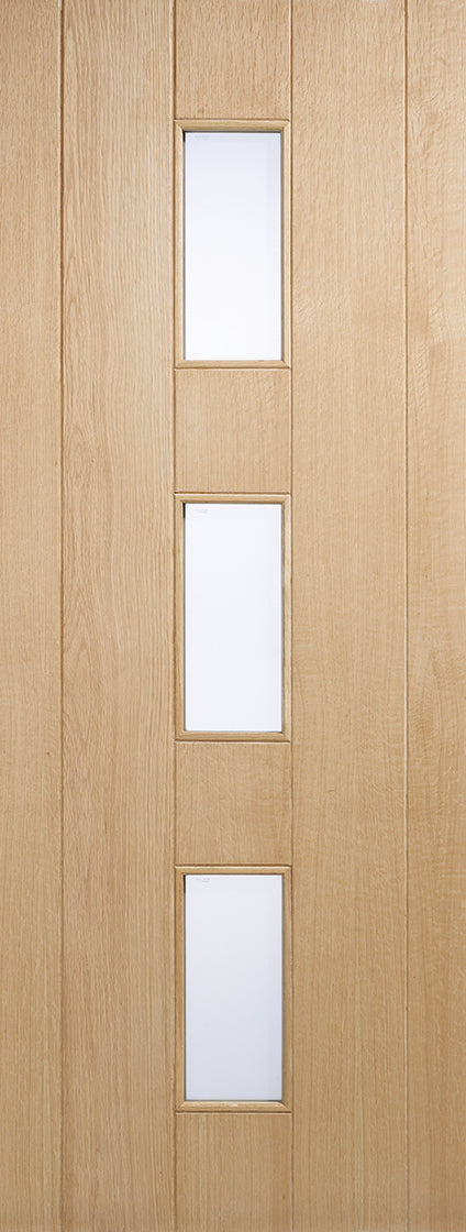 Oak Copenhagen Glazed 3 Light Unfinished External Door