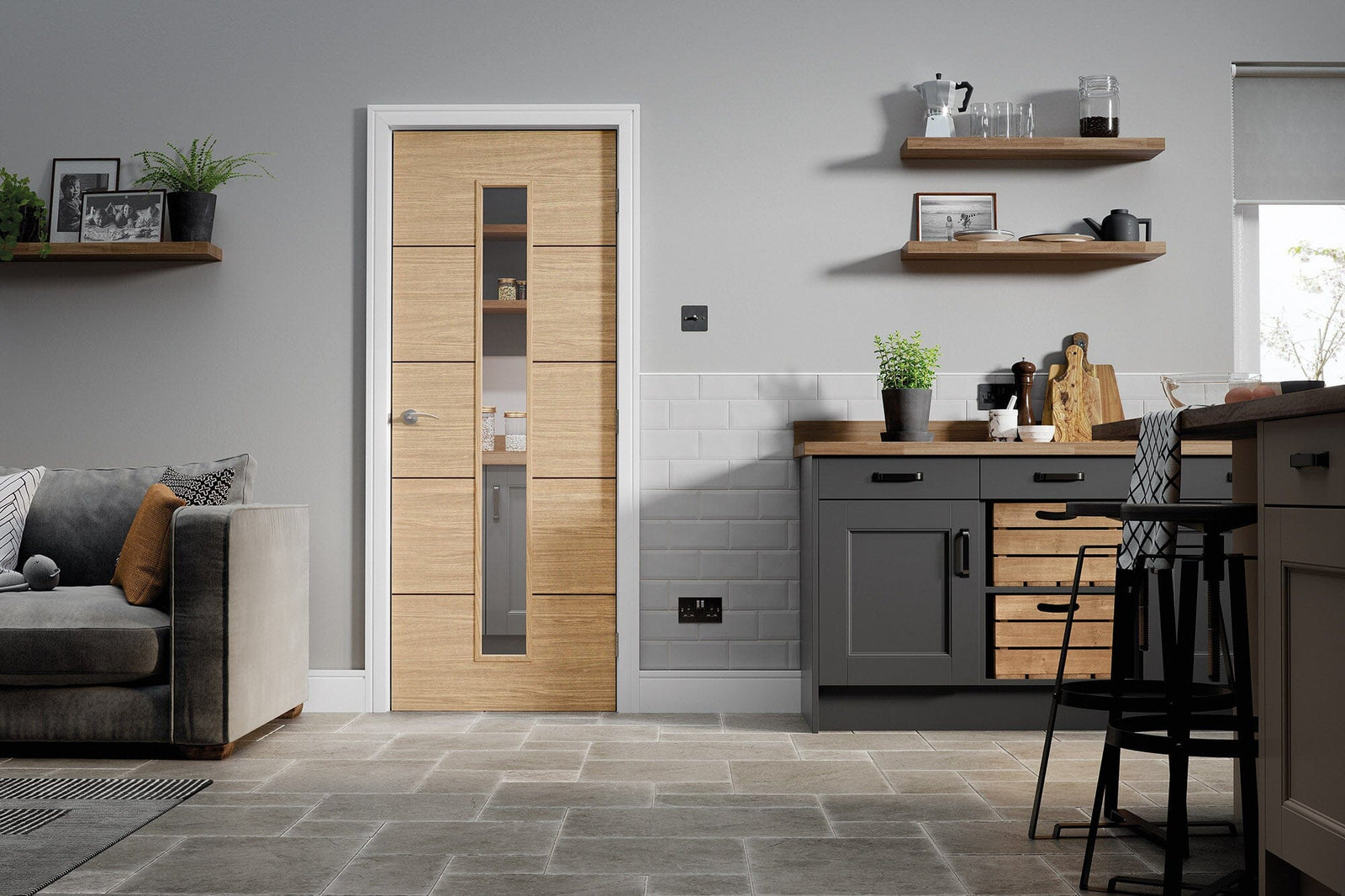 Oak Lille Glazed 1 Light Pre-Finished Internal Door Internal Door LPD Doors 