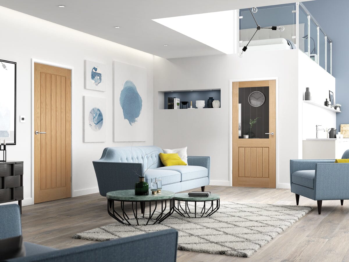 Oak Mexicano Glazed Half Light Unfinished Internal Fire Door FD30 Internal Fire Door LPD Doors 