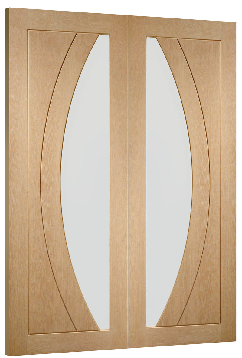 Salerno Oak Internal French Doors with Clear Glass