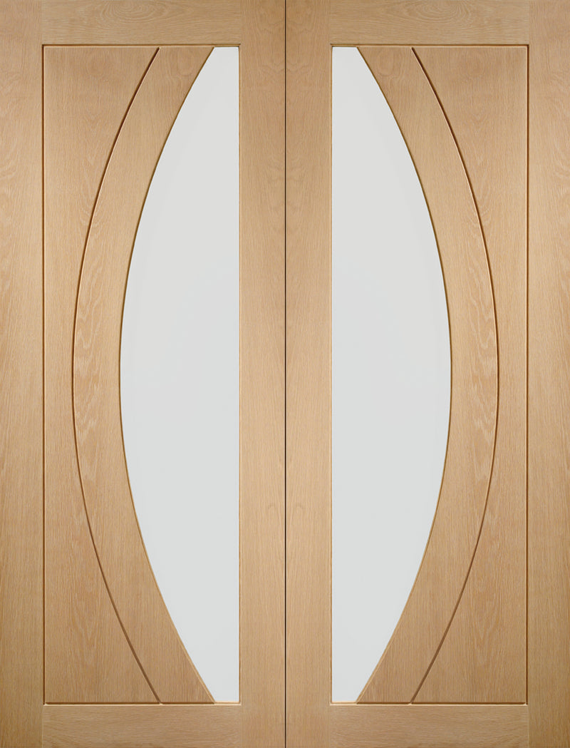 Salerno Oak Internal French Doors with Clear Glass