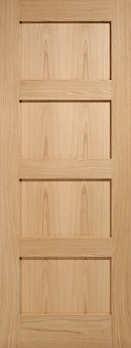 Shaker Oak 4 Panel Unfinished Internal Fire Door FD30