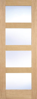 Shaker Oak 4 Light Glazed Clear Glass Pre-Finished Internal Door Internal Door LPD Doors 