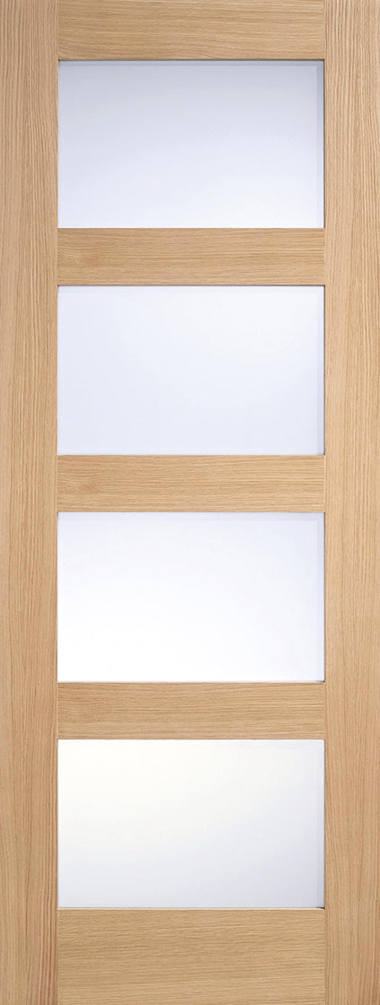 Shaker Oak 4 Light Frosted Glazed Unfinished Internal Door