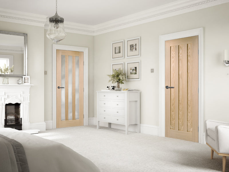 Oak Utah 3 Light Frosted Unfinished Internal Door