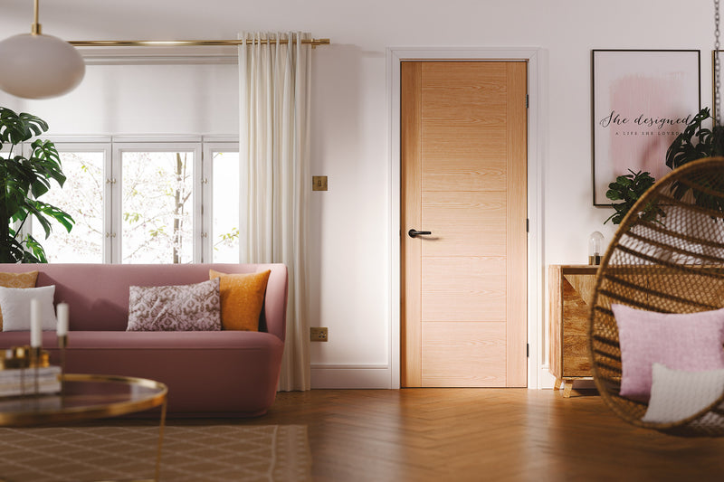 Oak Vancouver 5 Panel Pre-Finished Internal Fire Door FD60