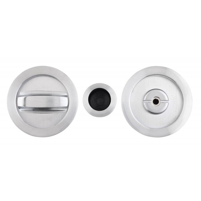 Pocket Door Round Bathroom Lock - Satin Chrome Pocket Door