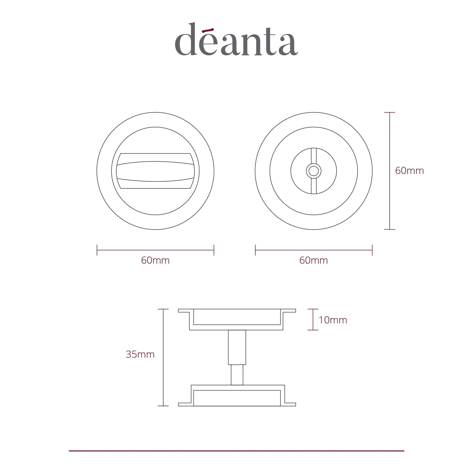 Pocket Door Round Bathroom Lock - Satin Chrome Pocket Door Pocket Door Deanta 