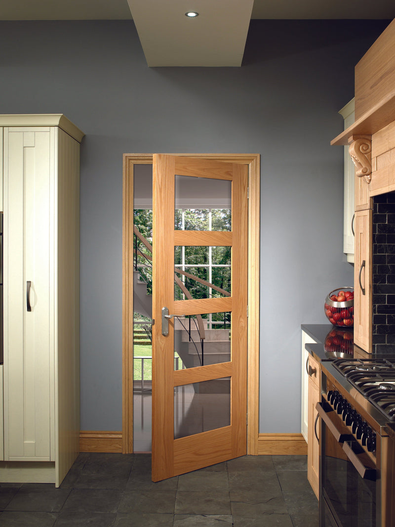 Shaker 4 Light Internal Oak Door with Clear Glass Fire Door Internal Fire Door XL Joinery 