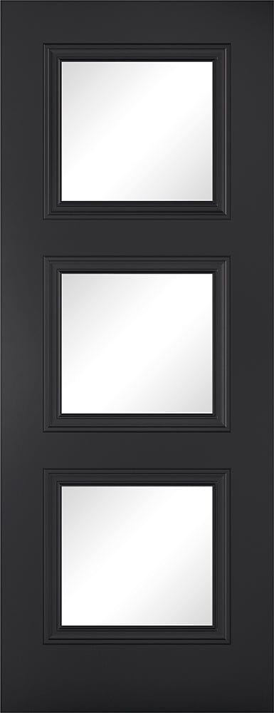 Black Antwerp 3 Light Glazed Primed Internal Door Internal Door LPD Doors 