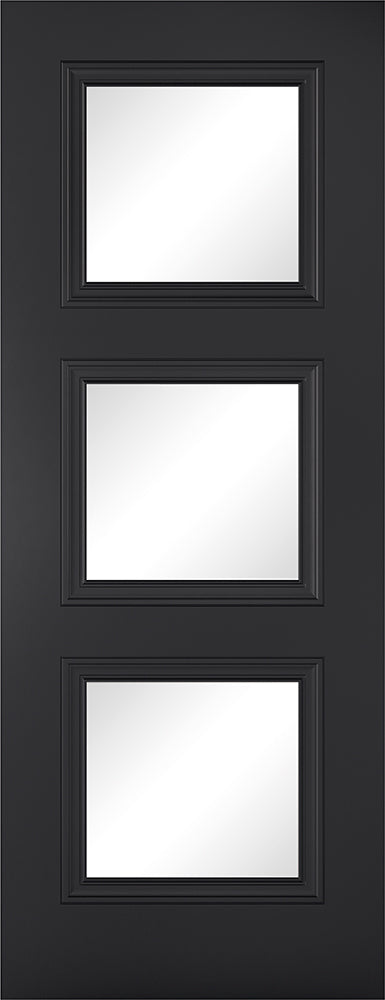 Black Antwerp 3 Light Glazed Primed Internal Door