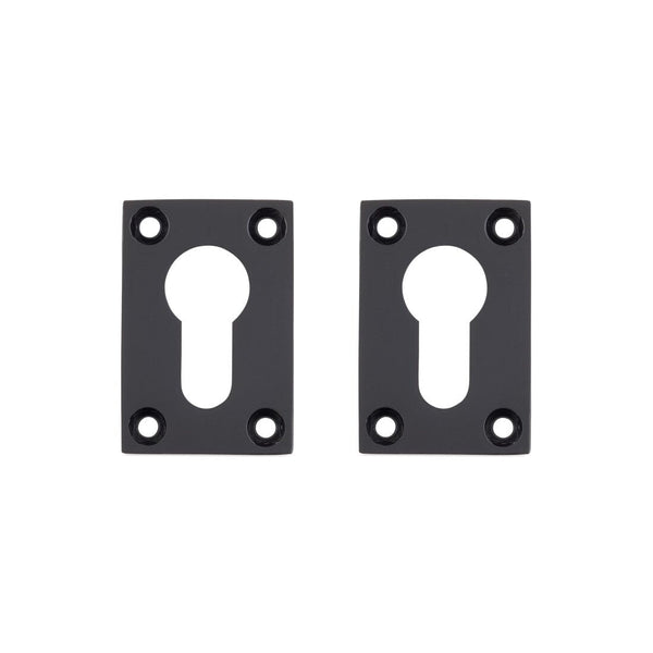 Rectangle Escutcheon Pair Matt Black Finish Hardware Deanta 