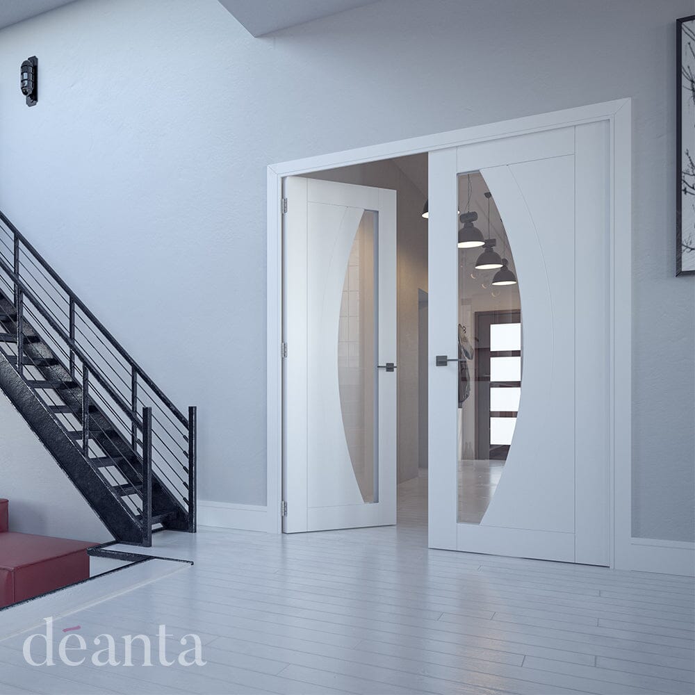 Ravello White Primed Glazed Internal Door Internal Door Deanta 