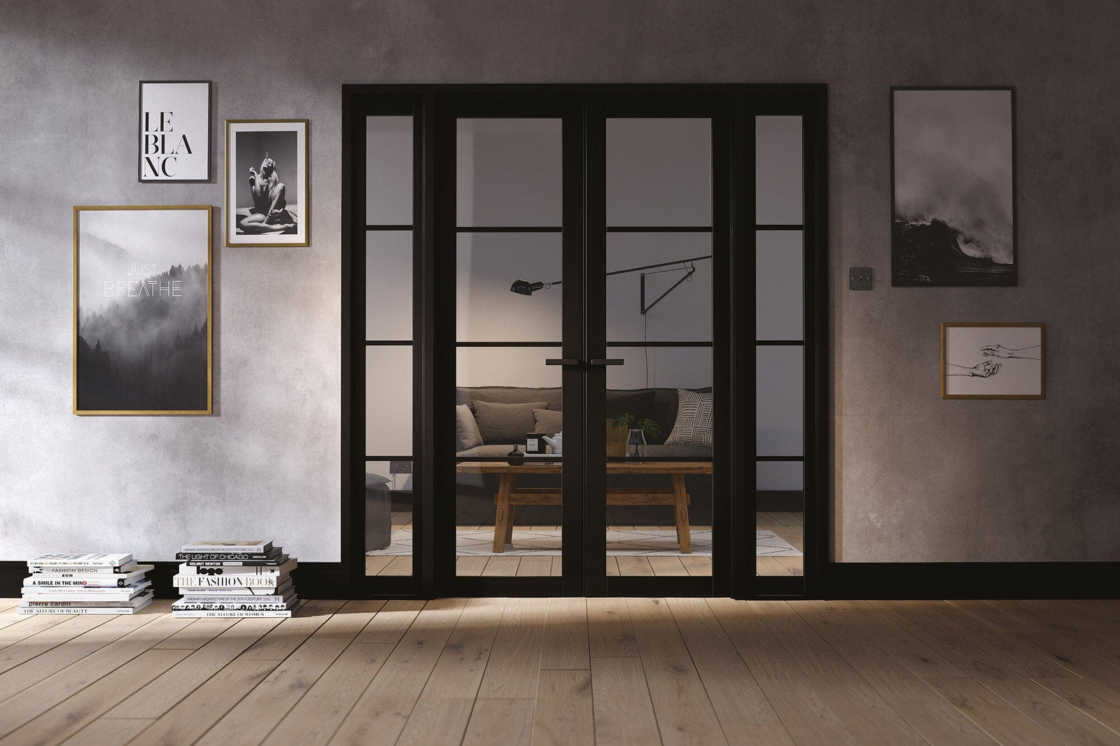 Black Soho W6 Room Divider Room Divider LPD Doors 