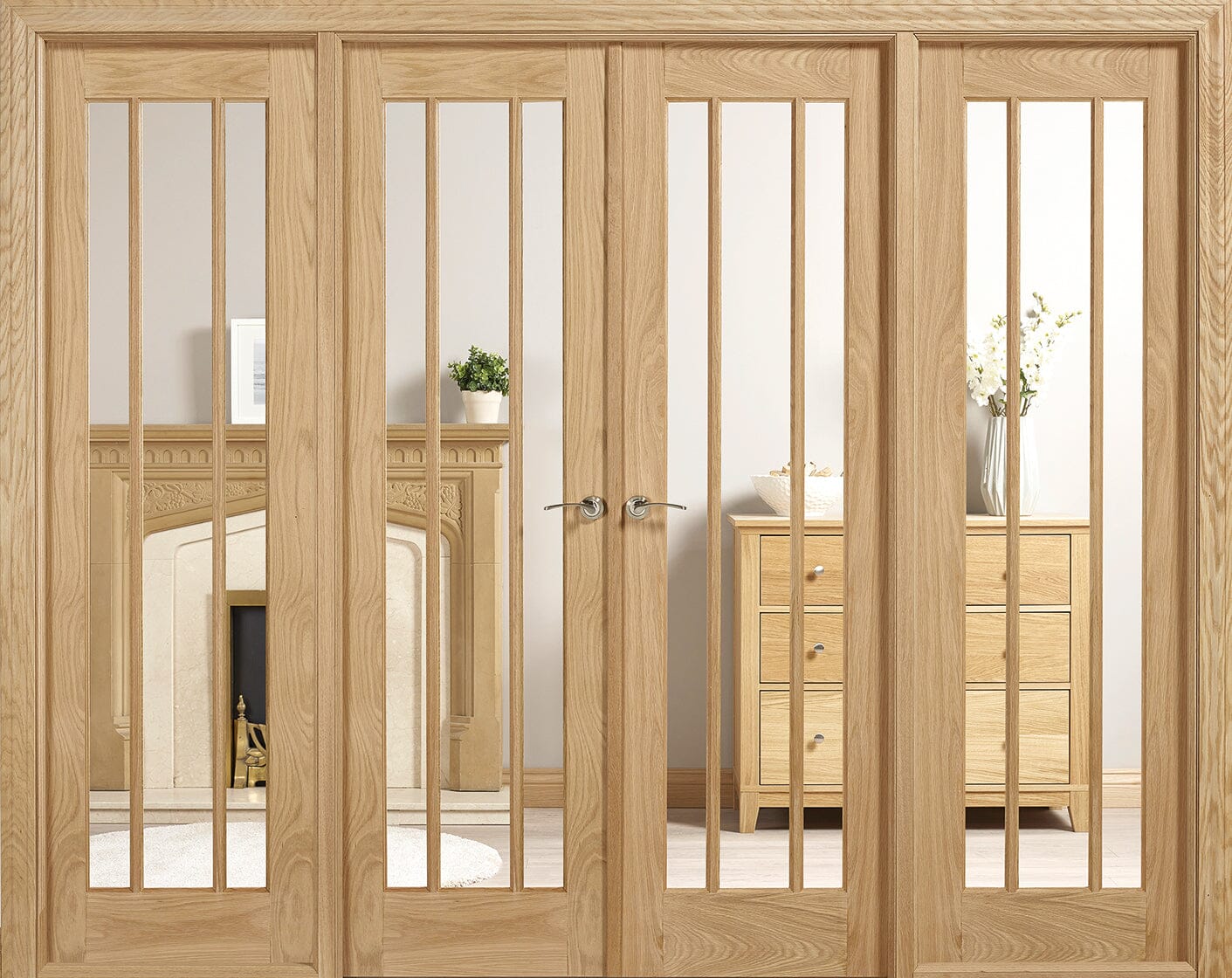 Lincoln W8 Oak Room Divider Room Divider LPD Doors 