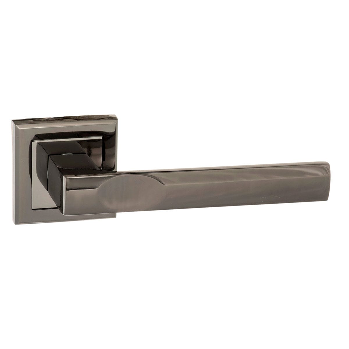 Status Kansas Lever Square Rose in Black Nickel Lever on Round Rose Atlantic 
