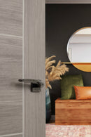 Status Oklahoma Lever Square Rose in Black Nickel Lever on Round Rose Atlantic 