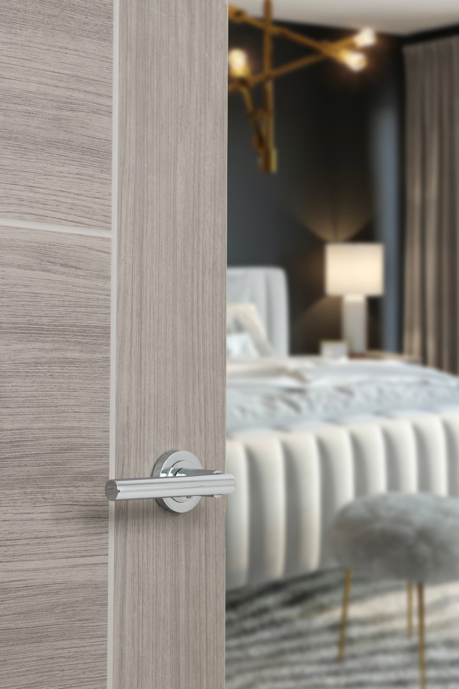 Status Nebraska Lever Round Rose (Latch & Hinges Included) Lever on Round Rose Atlantic 