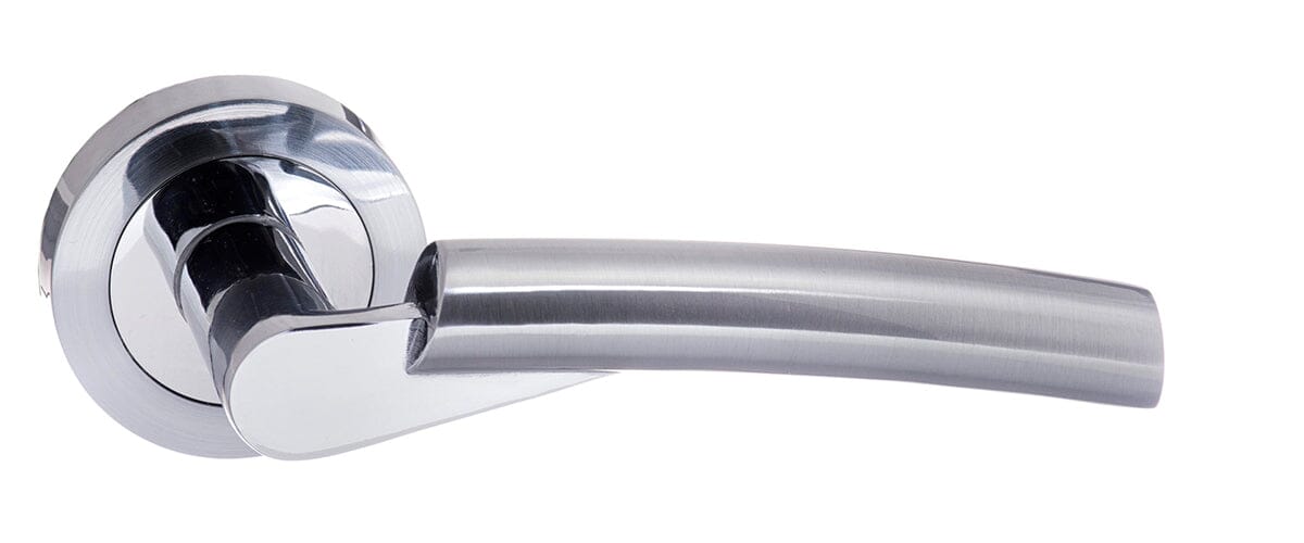 Status Florida Lever Round Rose in Satin Chrome/Polished Chrome Lever on Round Rose Atlantic 