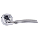 Status Indiana Lever Round Rose in Satin Chrome/Polished Chrome Lever on Round Rose Atlantic 