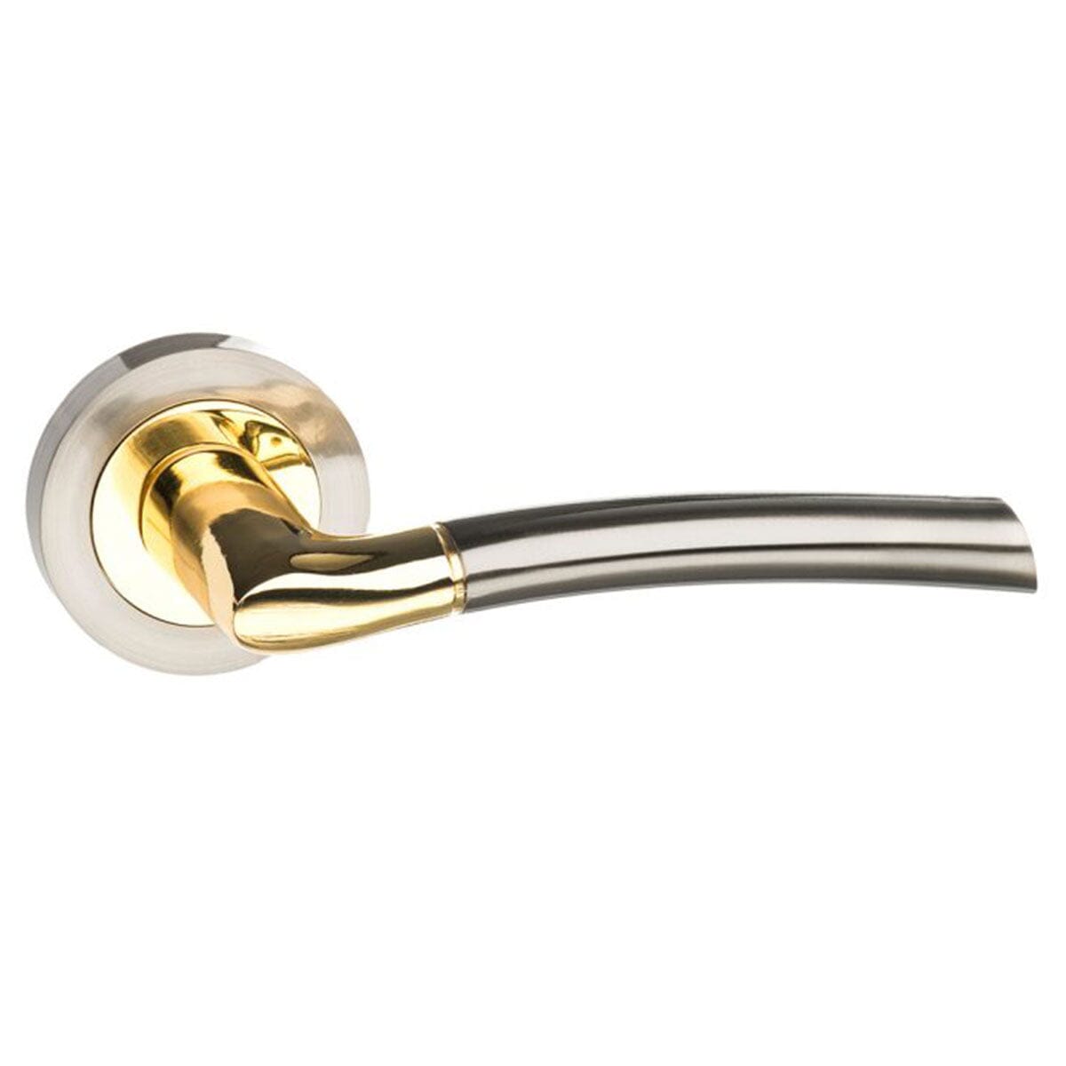 Status Indiana Lever Round Rose (Latch & Hinges Included) Lever on Round Rose Atlantic Set Satin Nickel/Polished Brass 